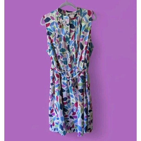 NWOT Maggy London Shirt Dress Leaf Printed Sleeveless Preppy Womens Plus Sz 18W - Picture 1 of 15
